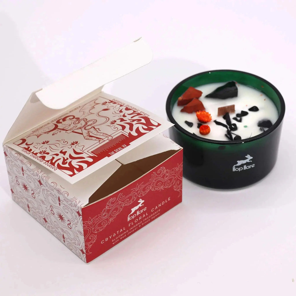 Candela Crystal Magic – Hop Hare con Pietre e Fiori Secchi