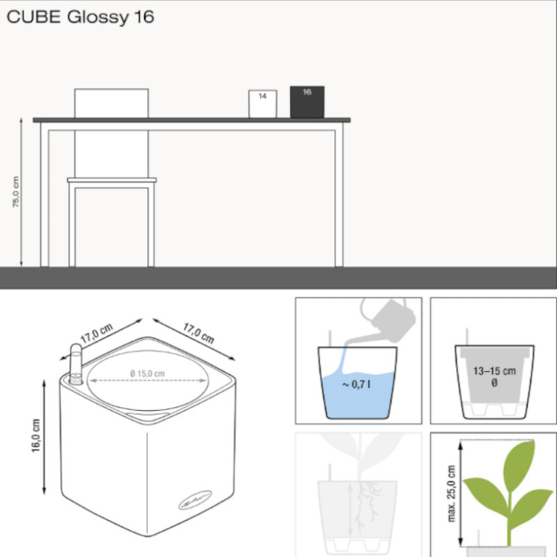 Lechuza Cube Glossy 16