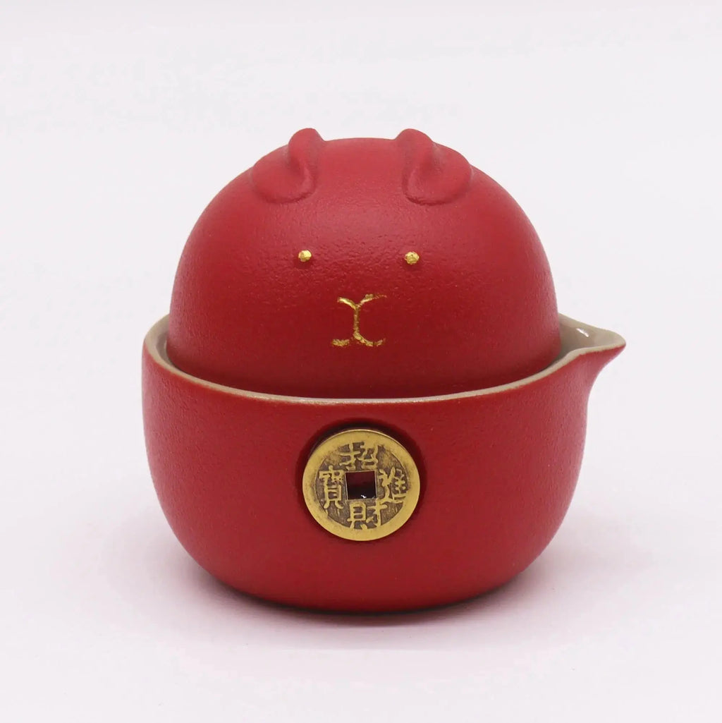 Set Teiera Money Cat con 2 Tazzine – Travel Pack Rosso
