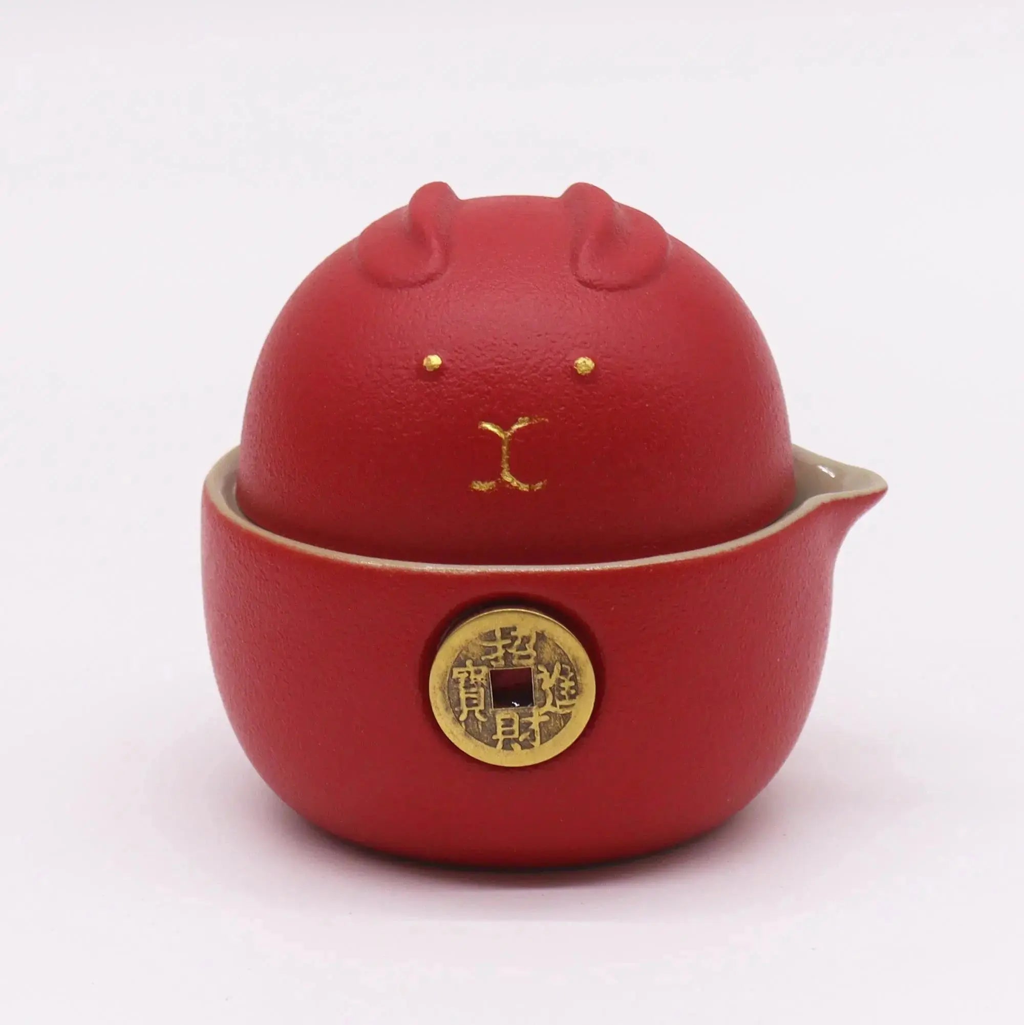 Set Teiera Money Cat con 2 Tazzine – Travel Pack Rosso
