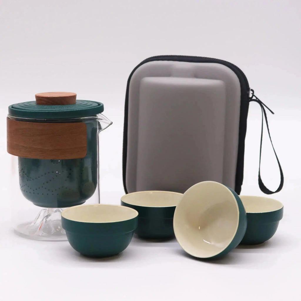 Set Teiera da Viaggio Travel Mountain – Quattro Tazzine con Custodia