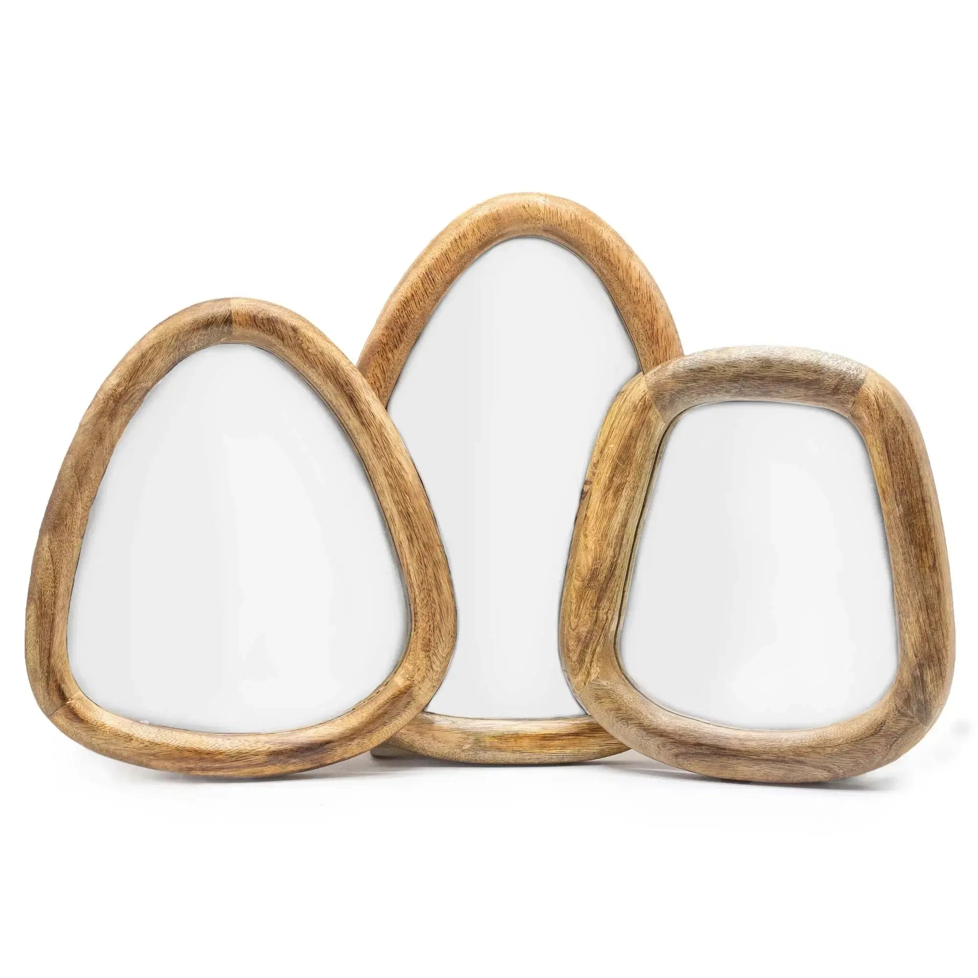 Set di 3 Specchi a Ciottolo – Cornice in Legno