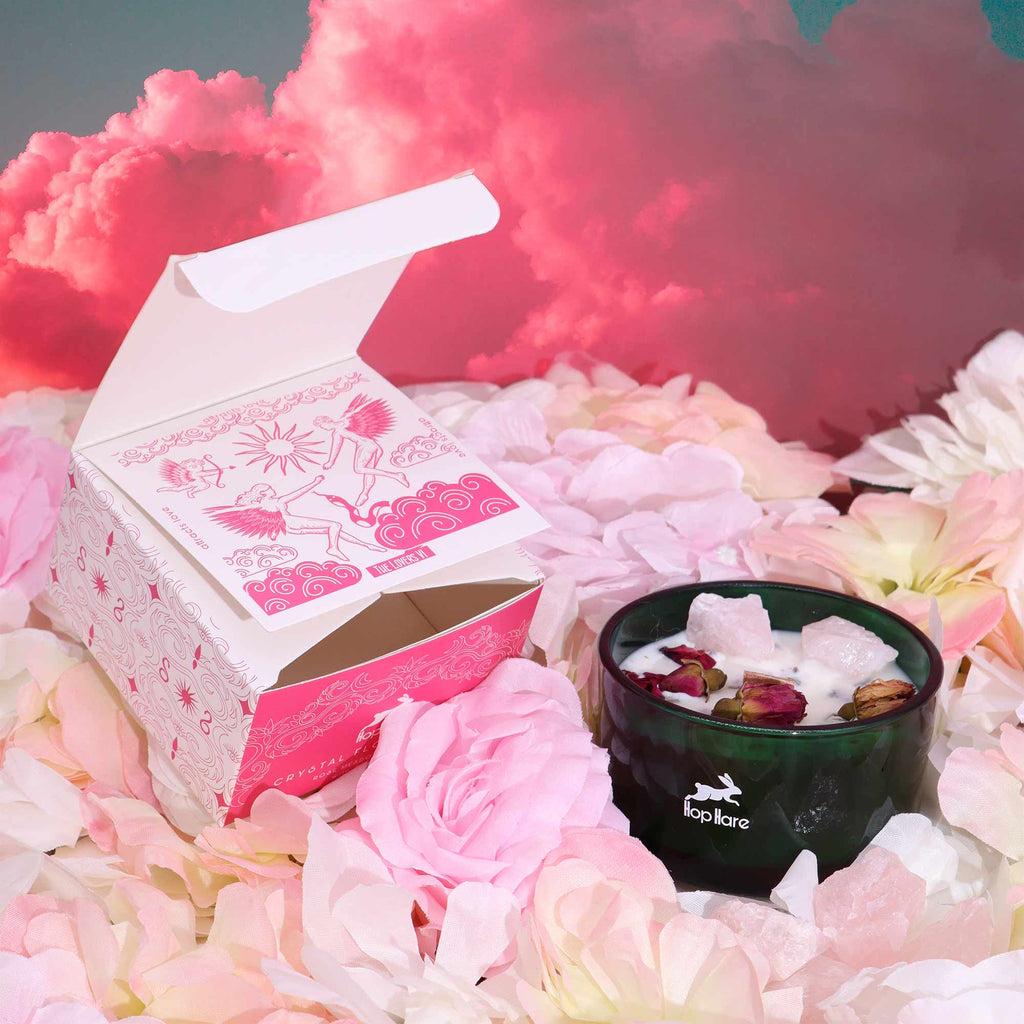 Candela Crystal Magic – Hop Hare con Pietre e Fiori Secchi