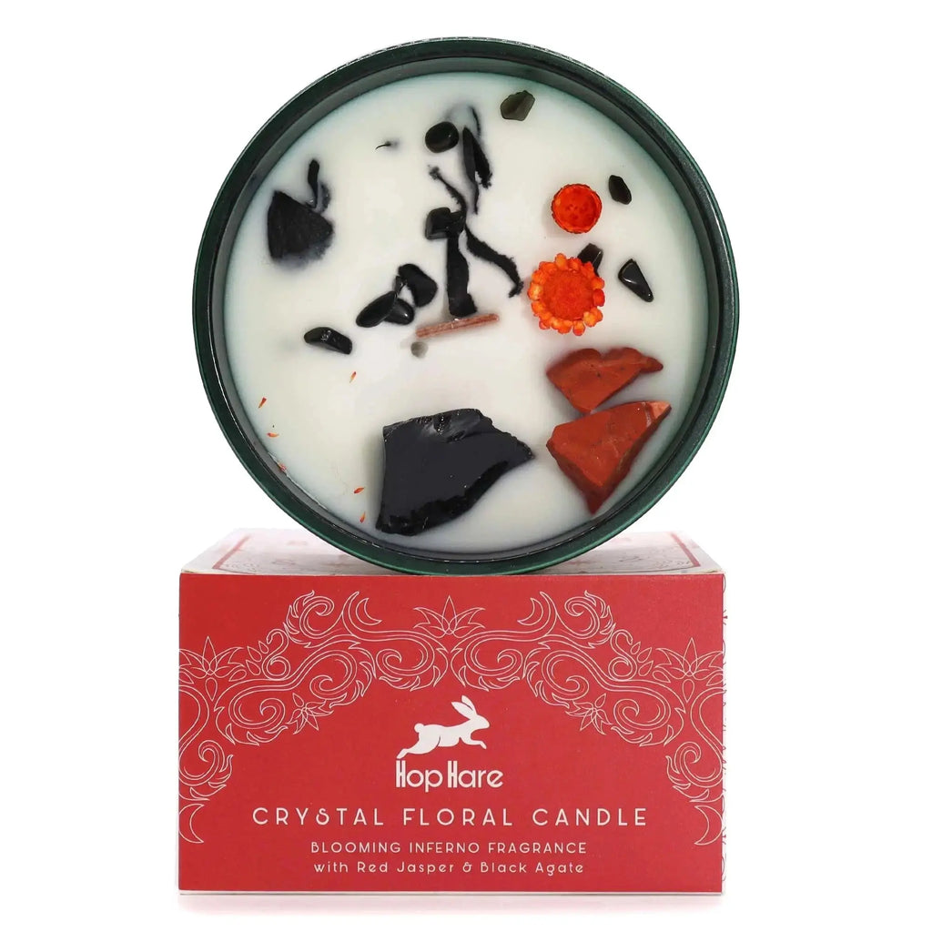 Candela Crystal Magic – Hop Hare con Pietre e Fiori Secchi - Planteon
