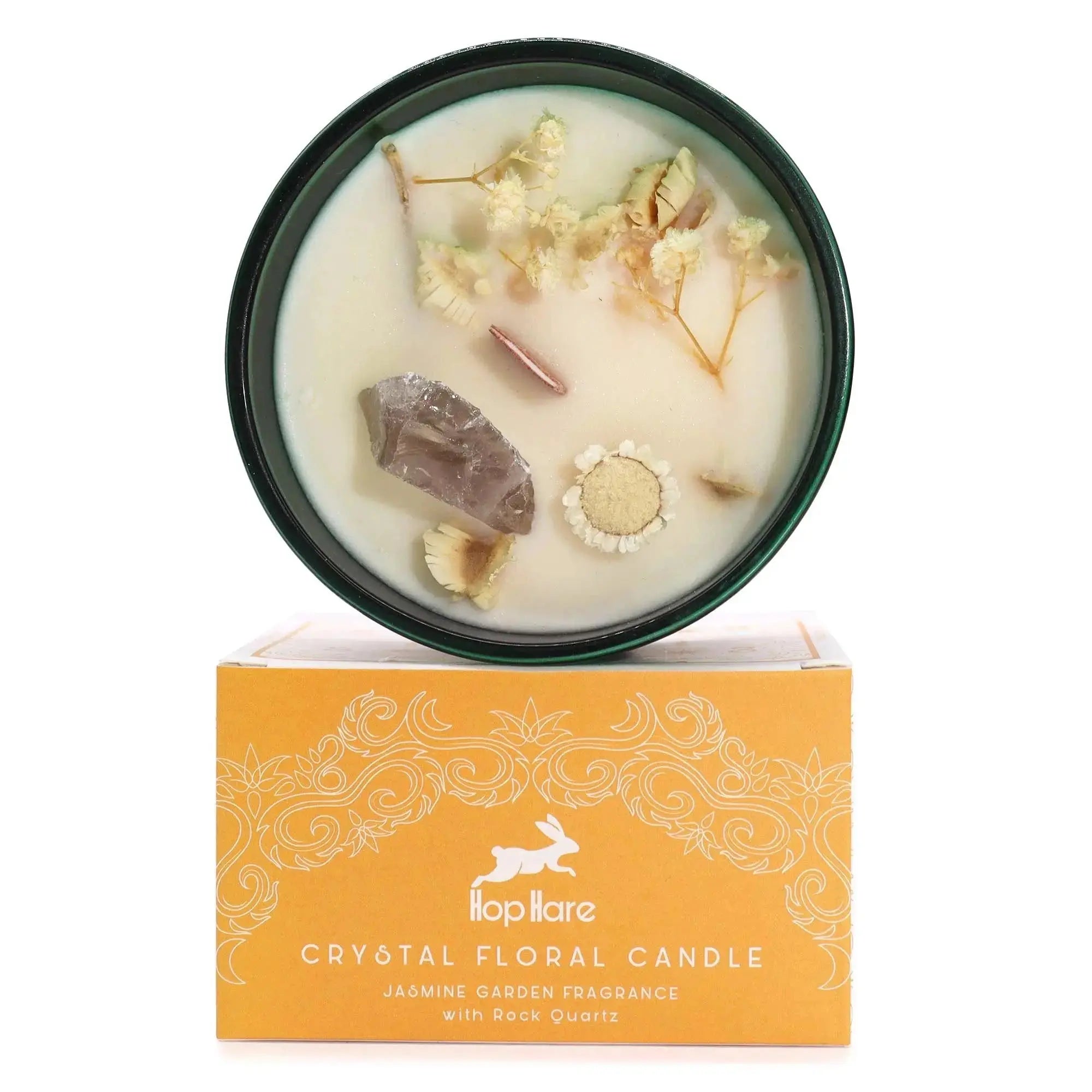 Candela Crystal Magic – Hop Hare con Pietre e Fiori Secchi - Planteon