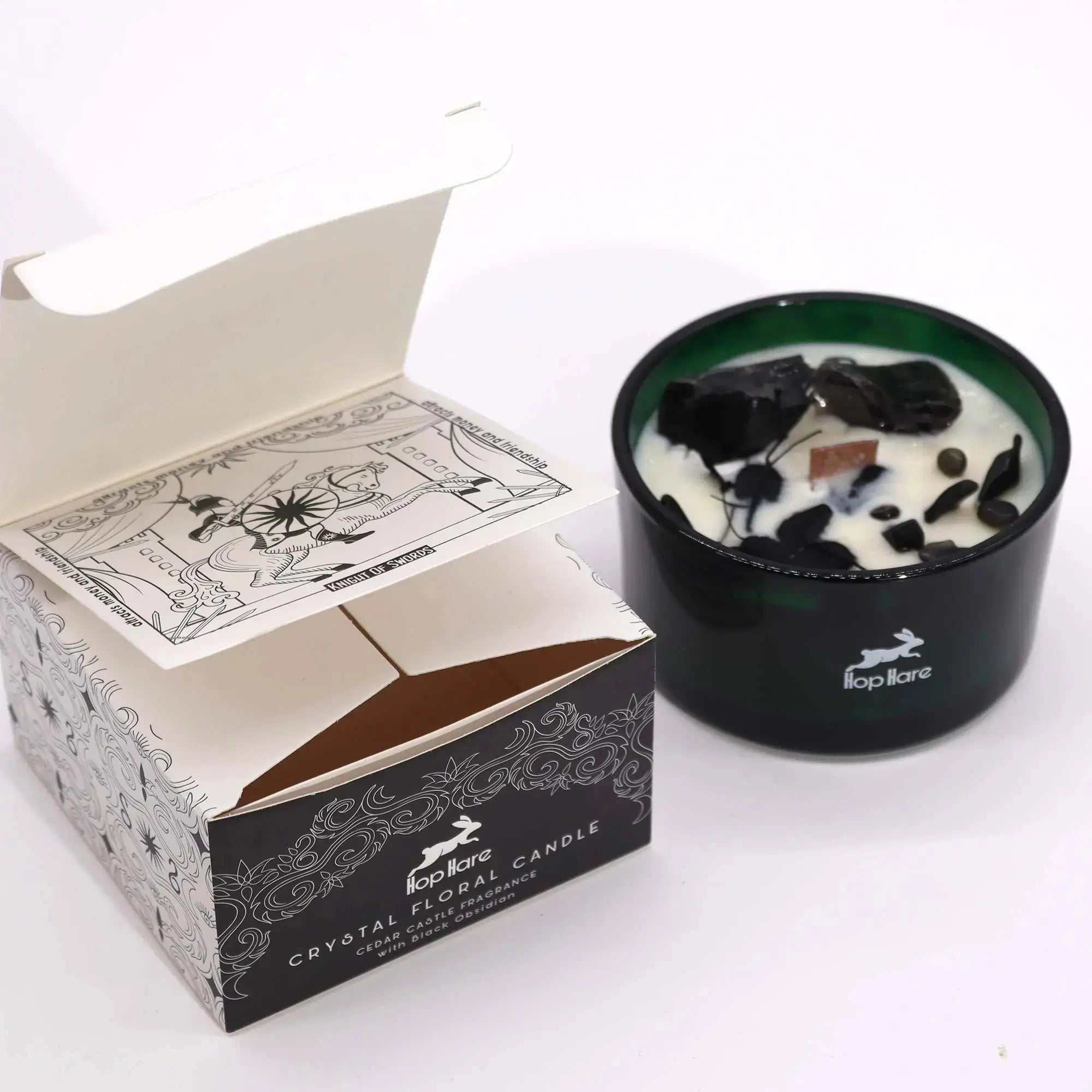 Candela Crystal Magic – Hop Hare con Pietre e Fiori Secchi - Planteon