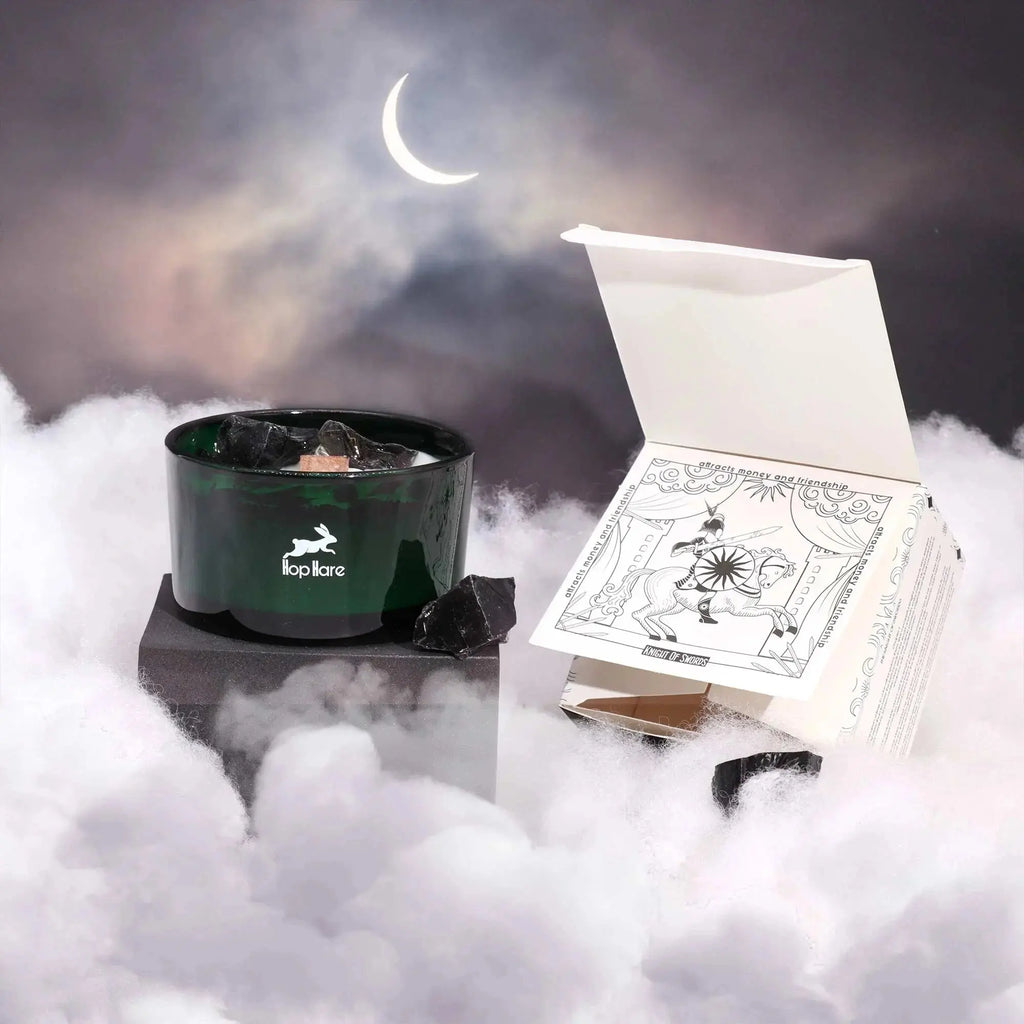 Candela Crystal Magic – Hop Hare con Pietre e Fiori Secchi - Planteon