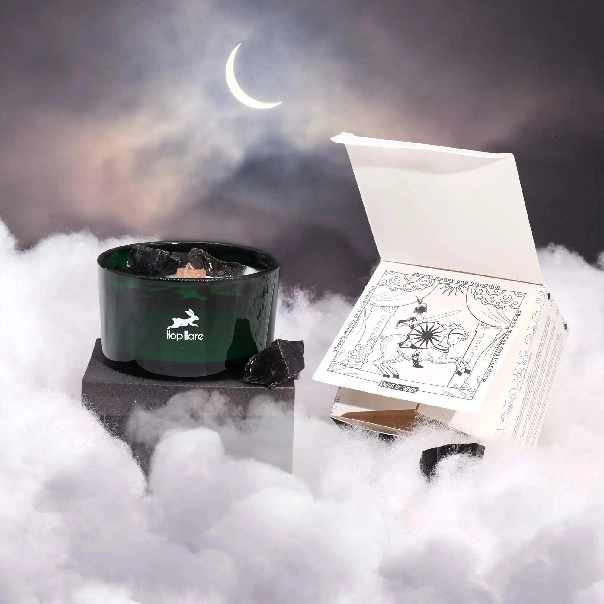 Candela Crystal Magic – Hop Hare con Pietre e Fiori Secchi - Planteon