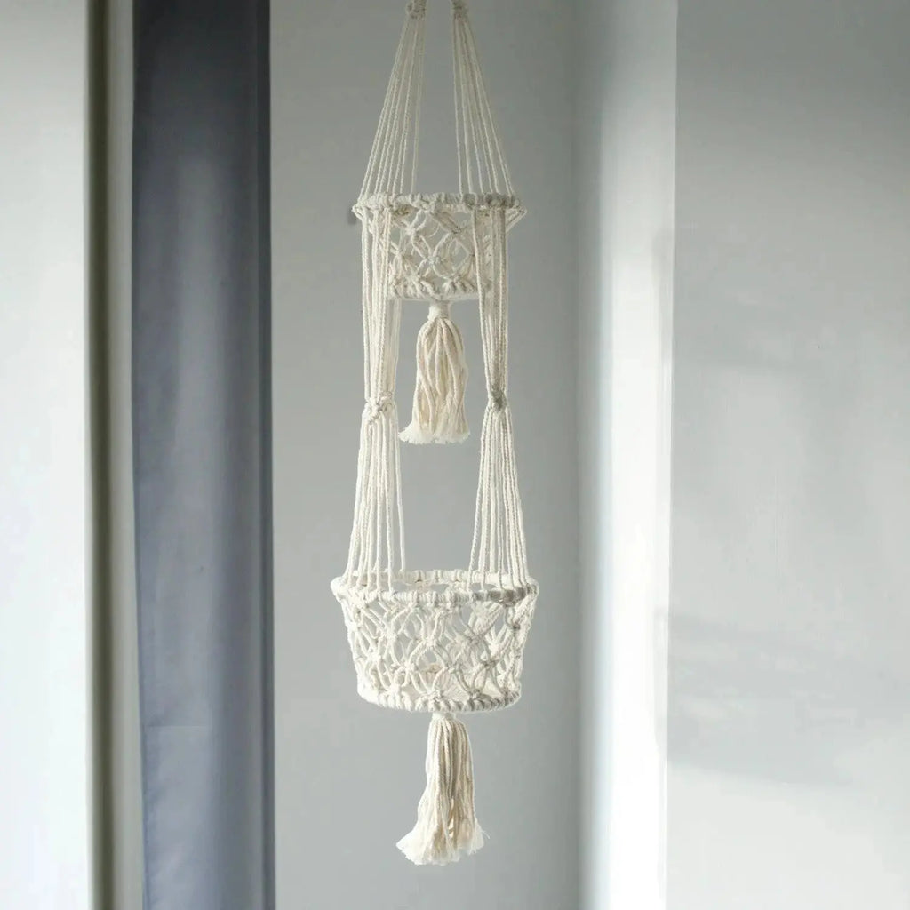 Porta Piante in Macramè - Doppio supporto - Planteon