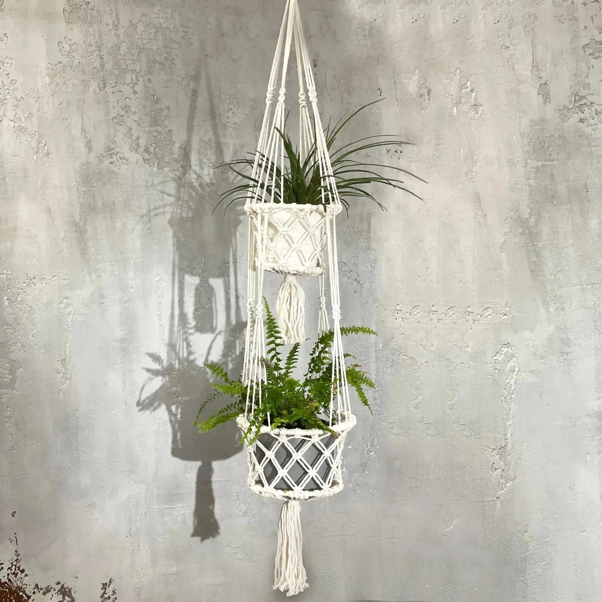 Porta Piante in Macramè - Doppio supporto - Planteon