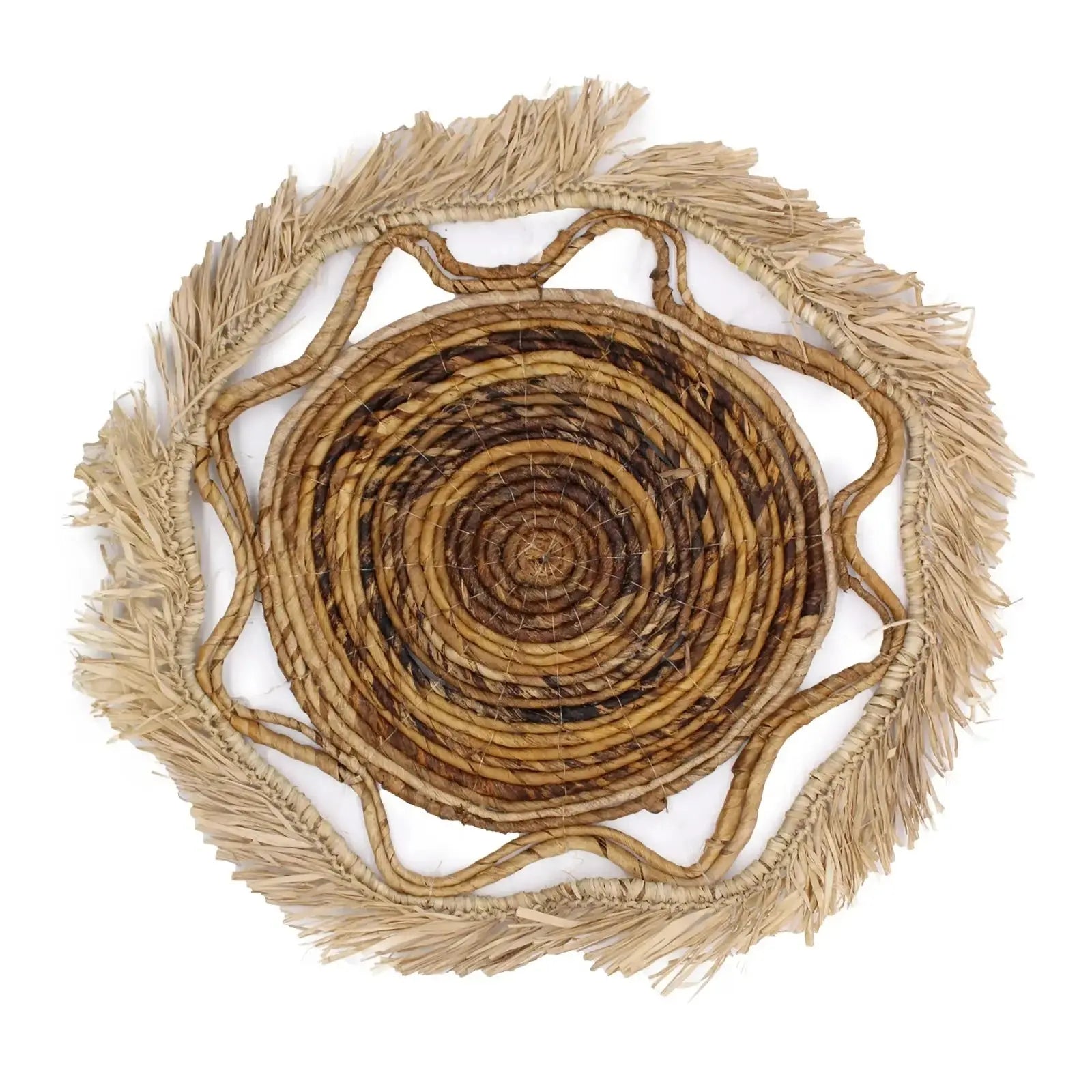 Set di 6 Wall Art Naturali in Rattan ed Erba Marina – Forme Geometriche Circolari - Planteon