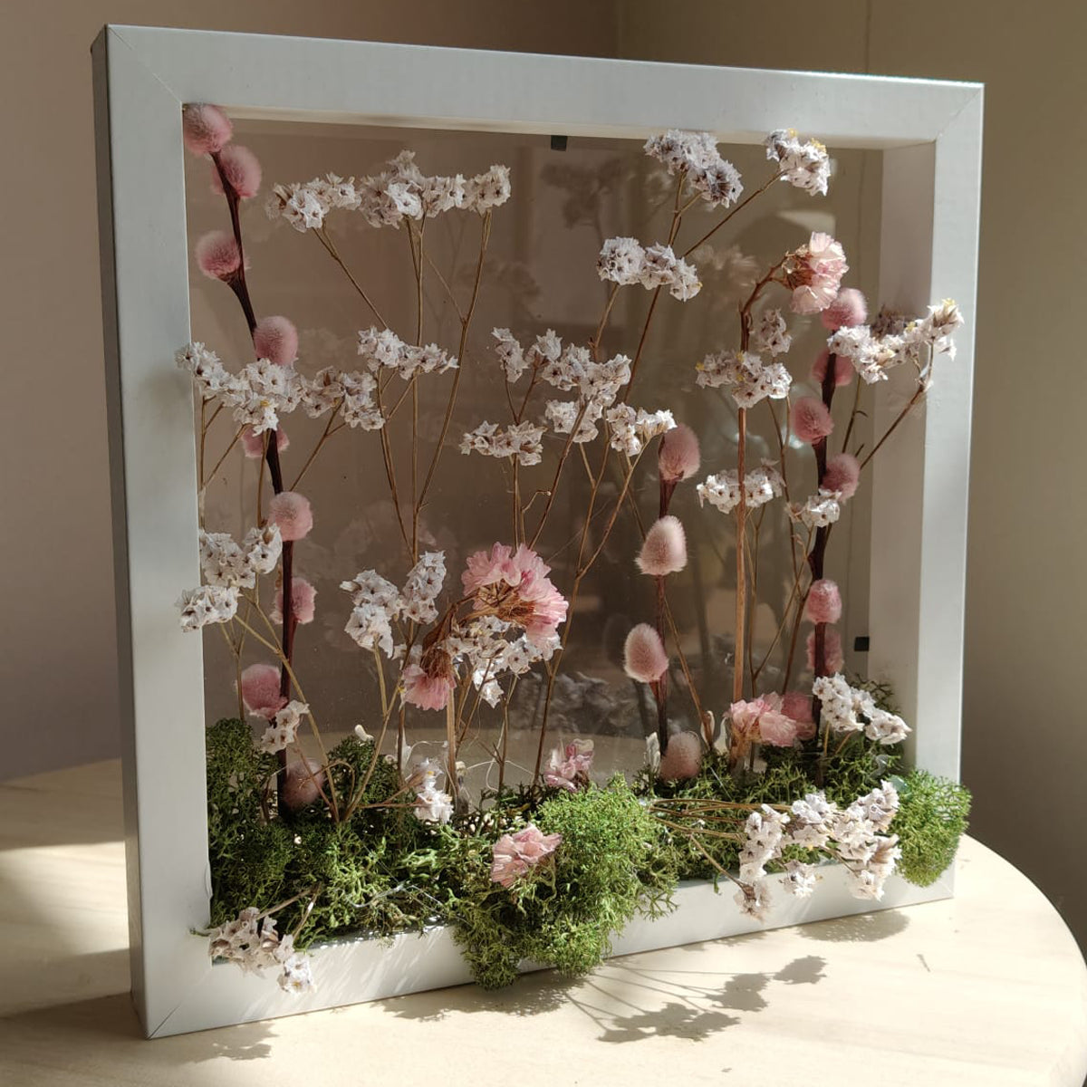quadro fiori secchi rosa 2