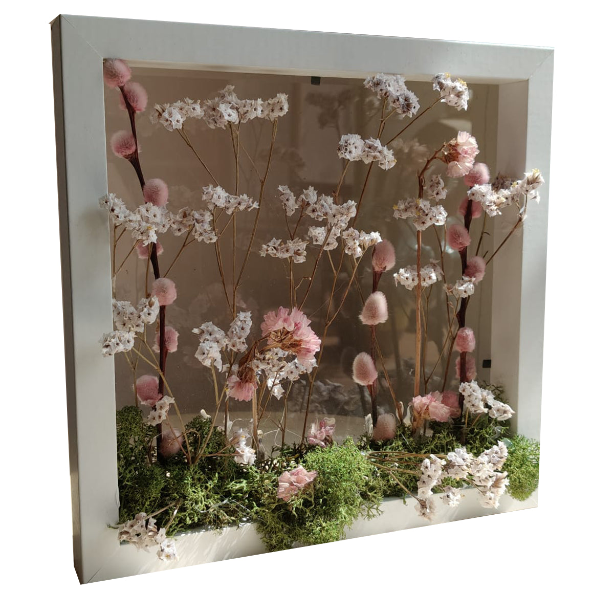 quadro fiori secchi rosa