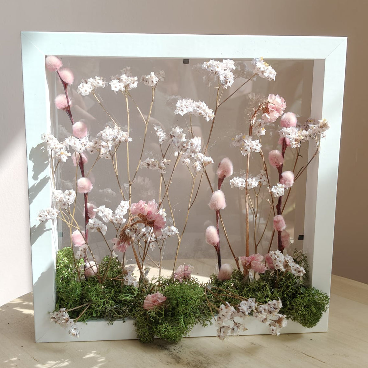 quadro fiori secchi rosa 1