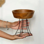 Set di 3 Ciotole Elevate in Teak con Supporto in Metallo - Planteon