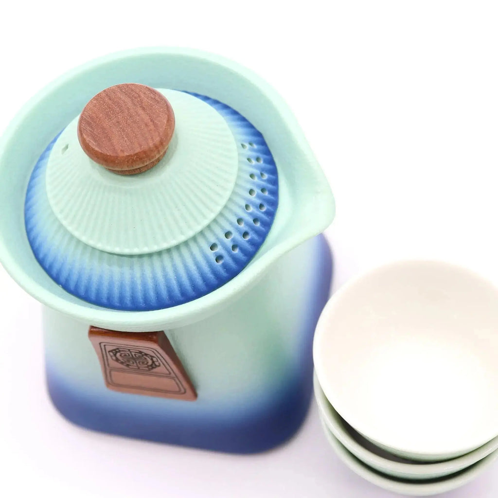 Set Teiera con Tre Tazzine “Temple Teapot” – Ceramica Giapponese con custodia - Planteon