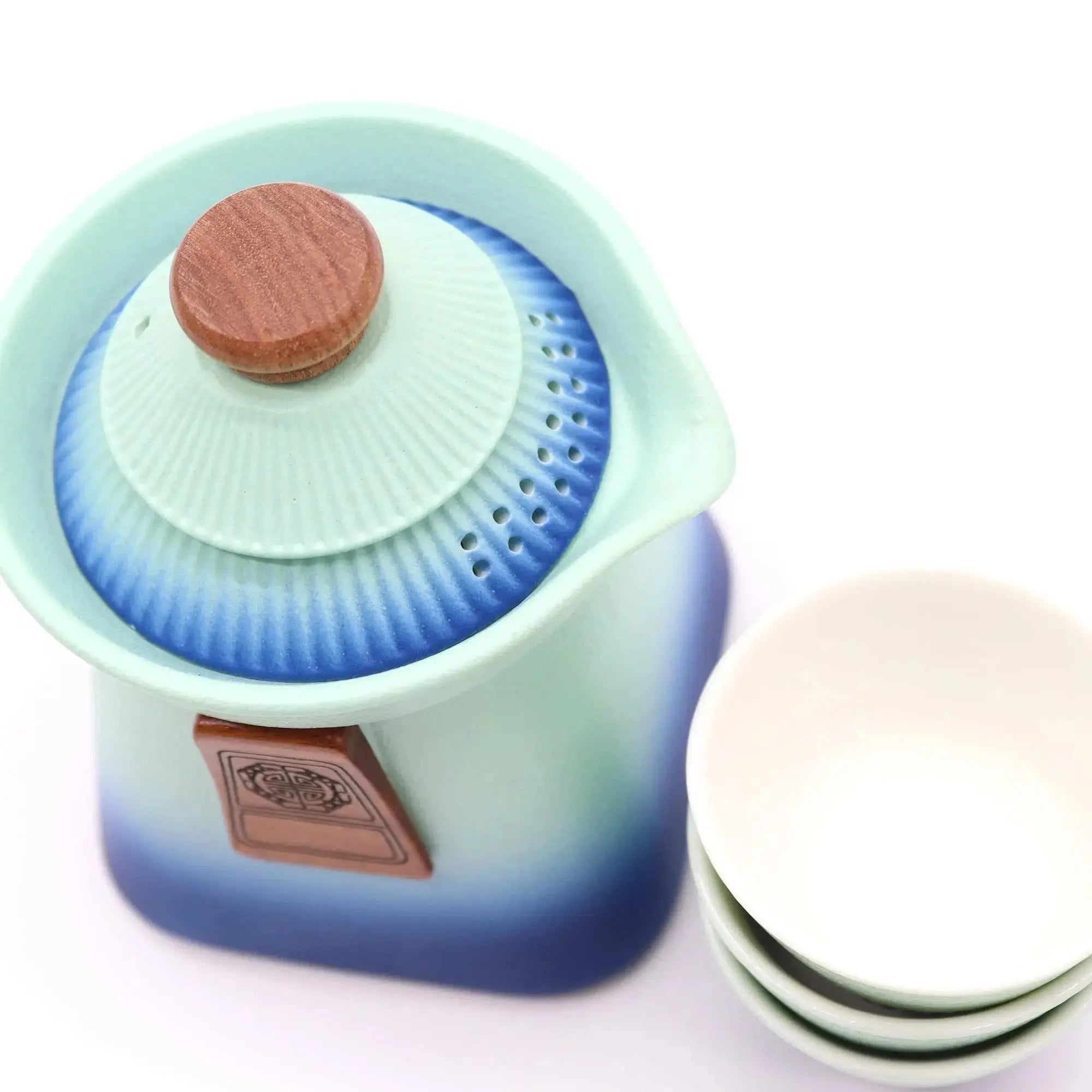 Set Teiera con Tre Tazzine “Temple Teapot” – Ceramica Giapponese con custodia - Planteon