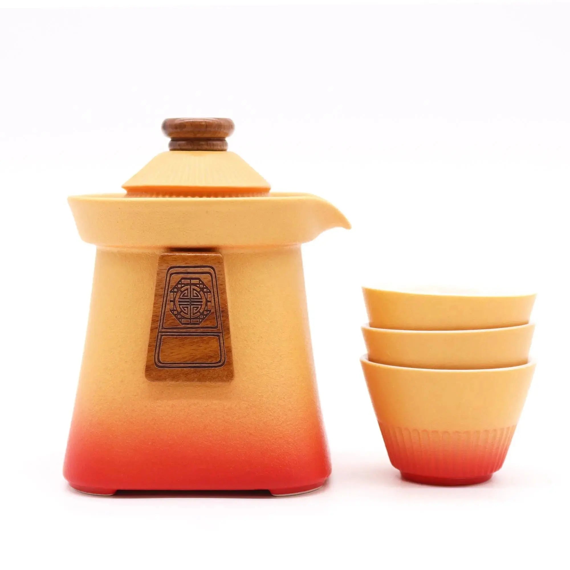Set Teiera con Tre Tazzine “Temple Teapot” – Ceramica Giapponese con custodia - Planteon
