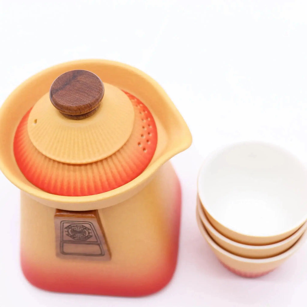 Set Teiera con Tre Tazzine “Temple Teapot” – Ceramica Giapponese con custodia - Planteon