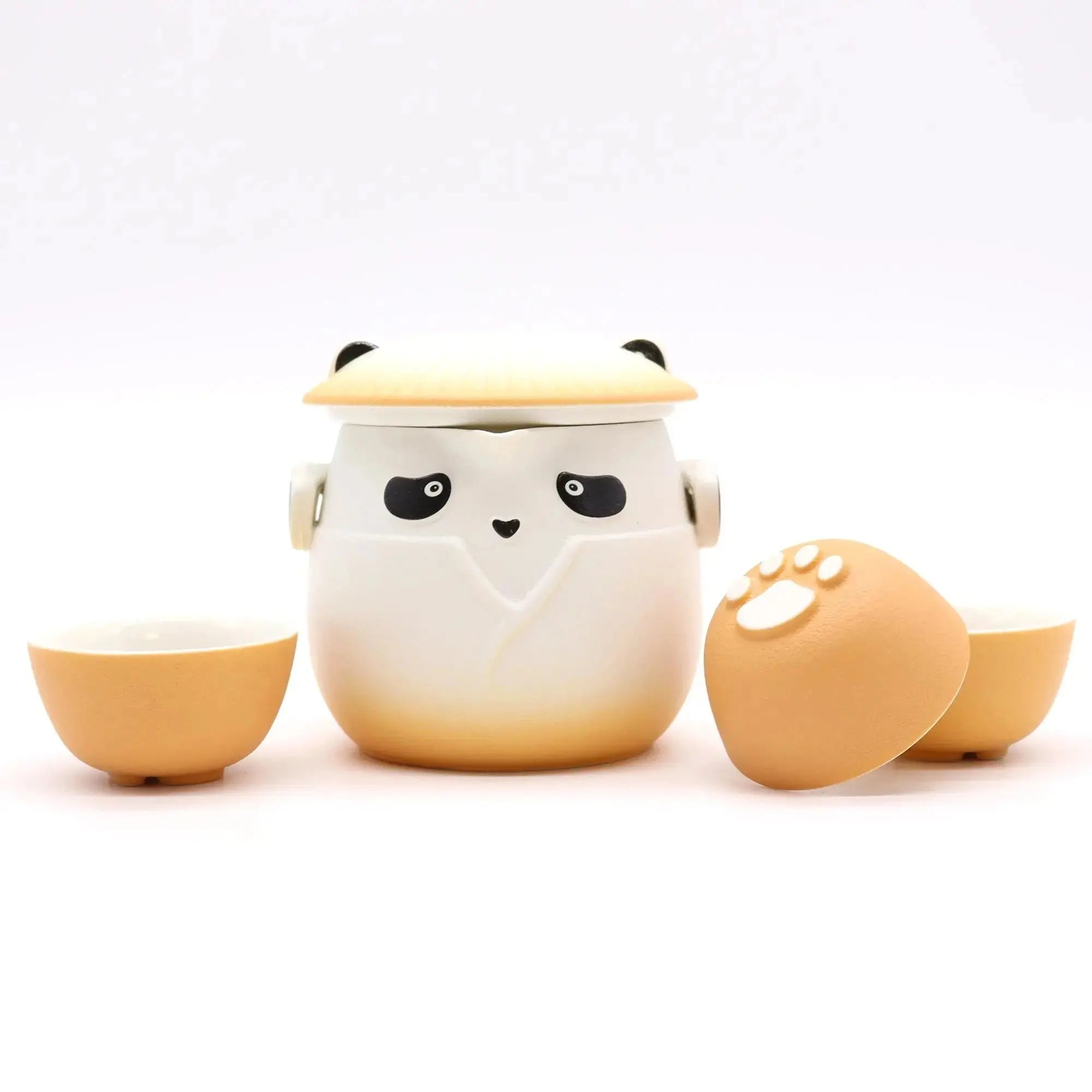 Set Teiera Panda con Tre Tazzine – Ceramica con Infusore e Custodia - Planteon