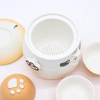 Set Teiera Panda con Tre Tazzine – Ceramica con Infusore e Custodia